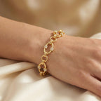 Luxurious Yellow Gold Pave Link Bracelet