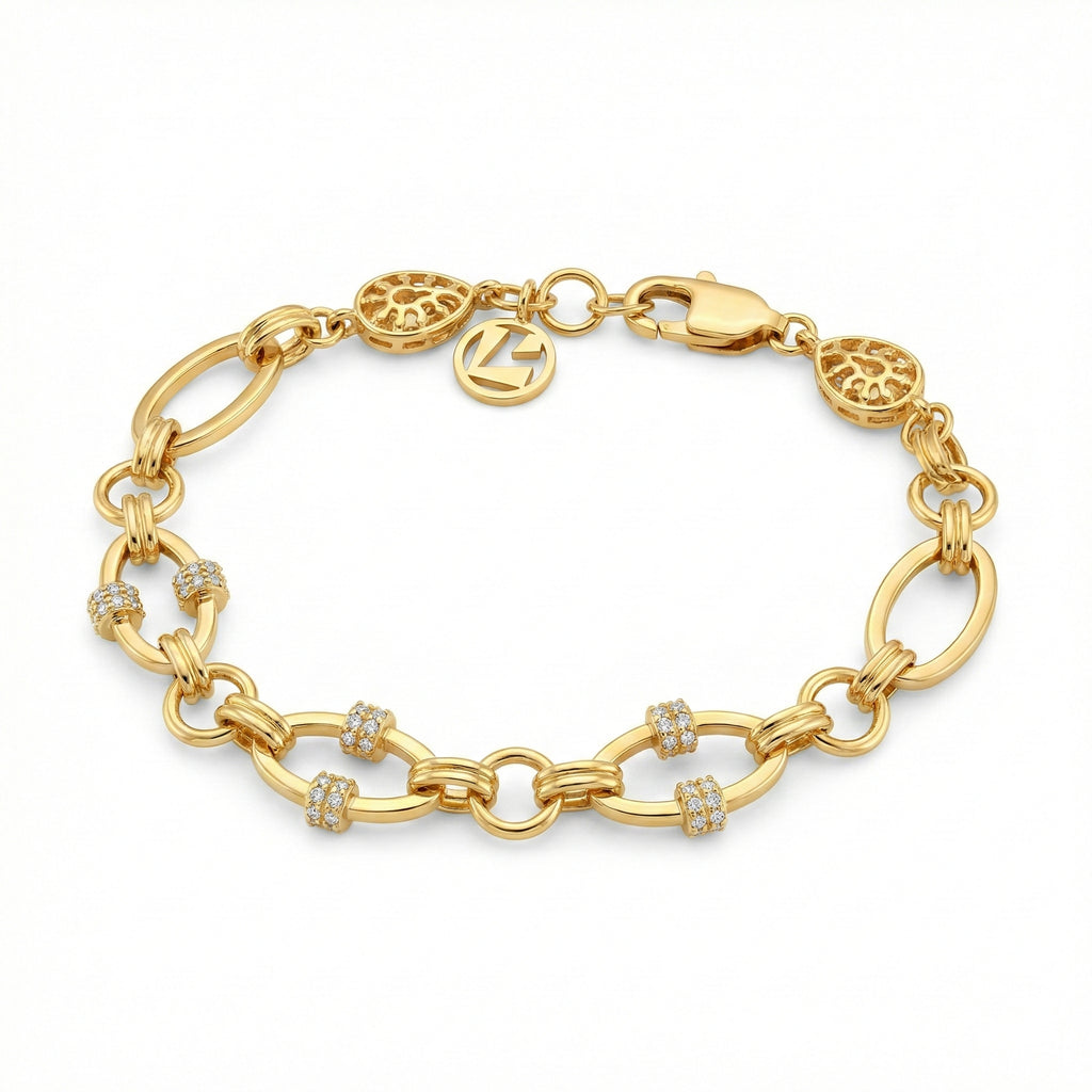 Luxurious Yellow Gold Pave Link Bracelet