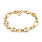 Luxurious Yellow Gold Pave Link Bracelet