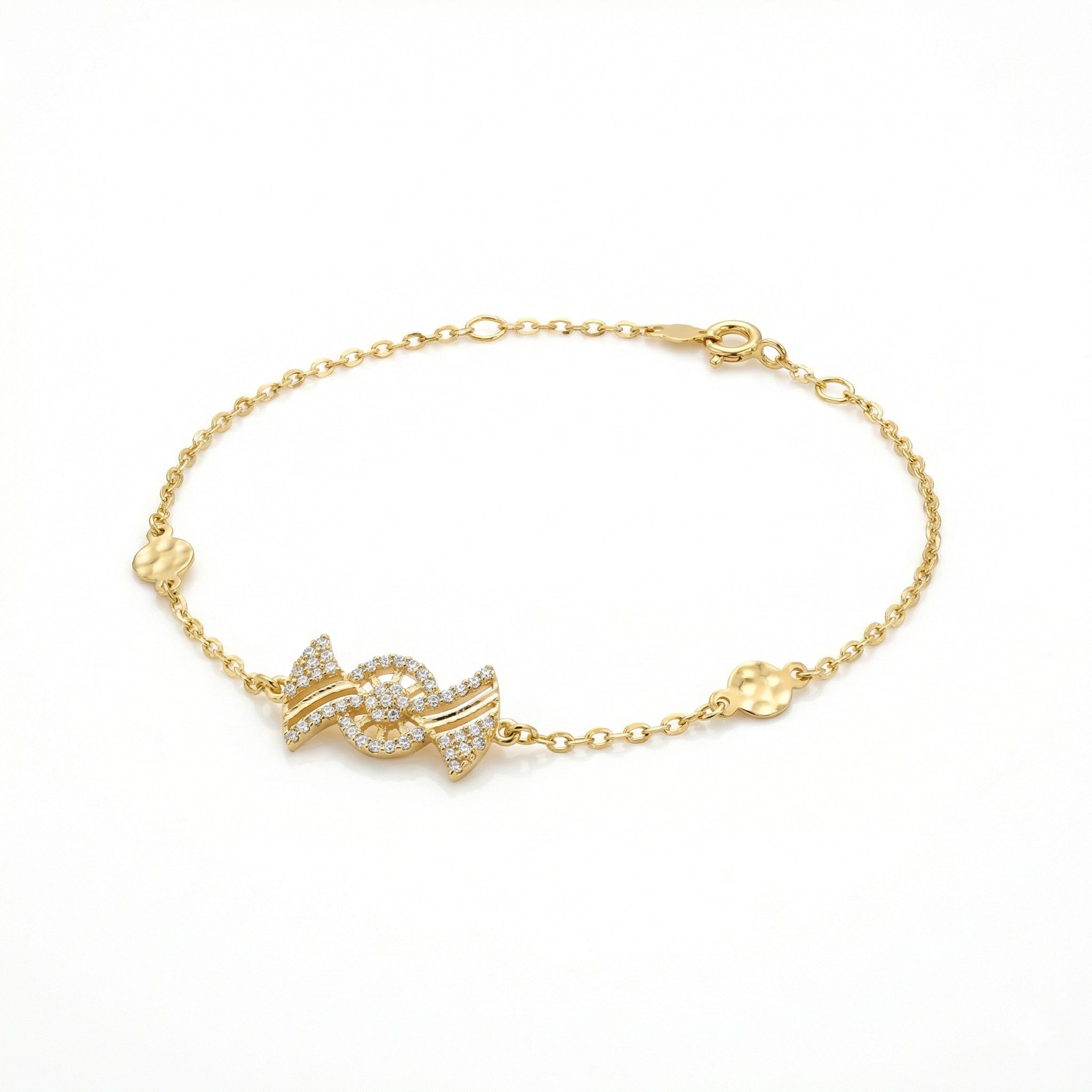 إسورة من الذهب الأصفر عيار 18 بتصميم حلقات دقيقة