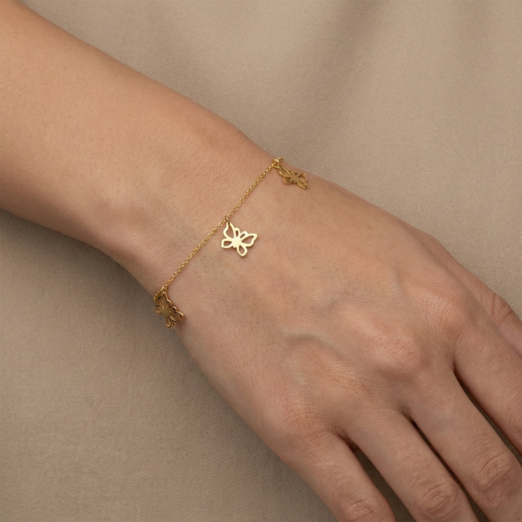 إسورة من الذهب الأصفر عيار 18 بتصميم حلقات دقيقة