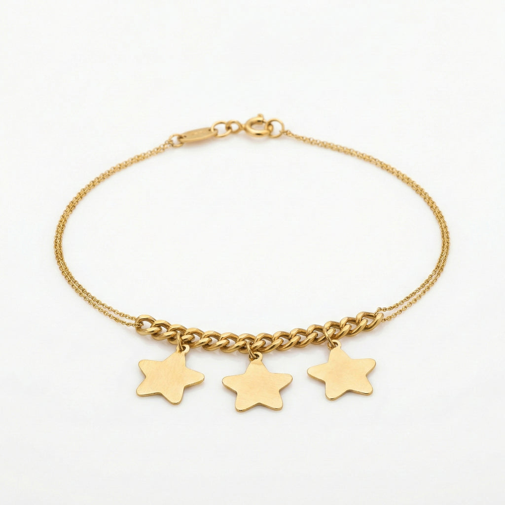 إسورة النجوم الثلاثي السماوي من الذهب الأصفر عيار 18