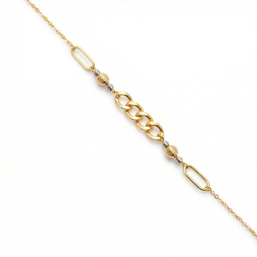 Gold chain necklace on a white background