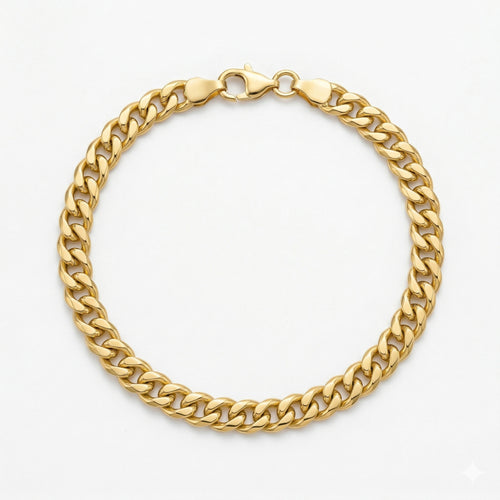 Wassef 18k yellow gold Gourmet link bracelet on a pure white background.