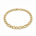 A professional 4K product photograph of the 3B Gourmet bracelet in 18k yellow gold, shown in a clean oval arrangement against a pure white background, highlighting the smooth polished finish of the links.
