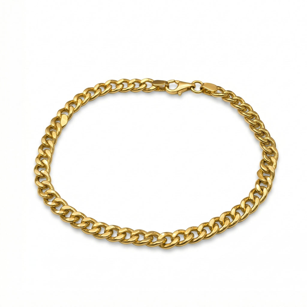 18k yellow gold curb chain bracelet by Wassef, featuring smooth-finish high-polish links, categorized as 18k yellow gold fine jewelry.