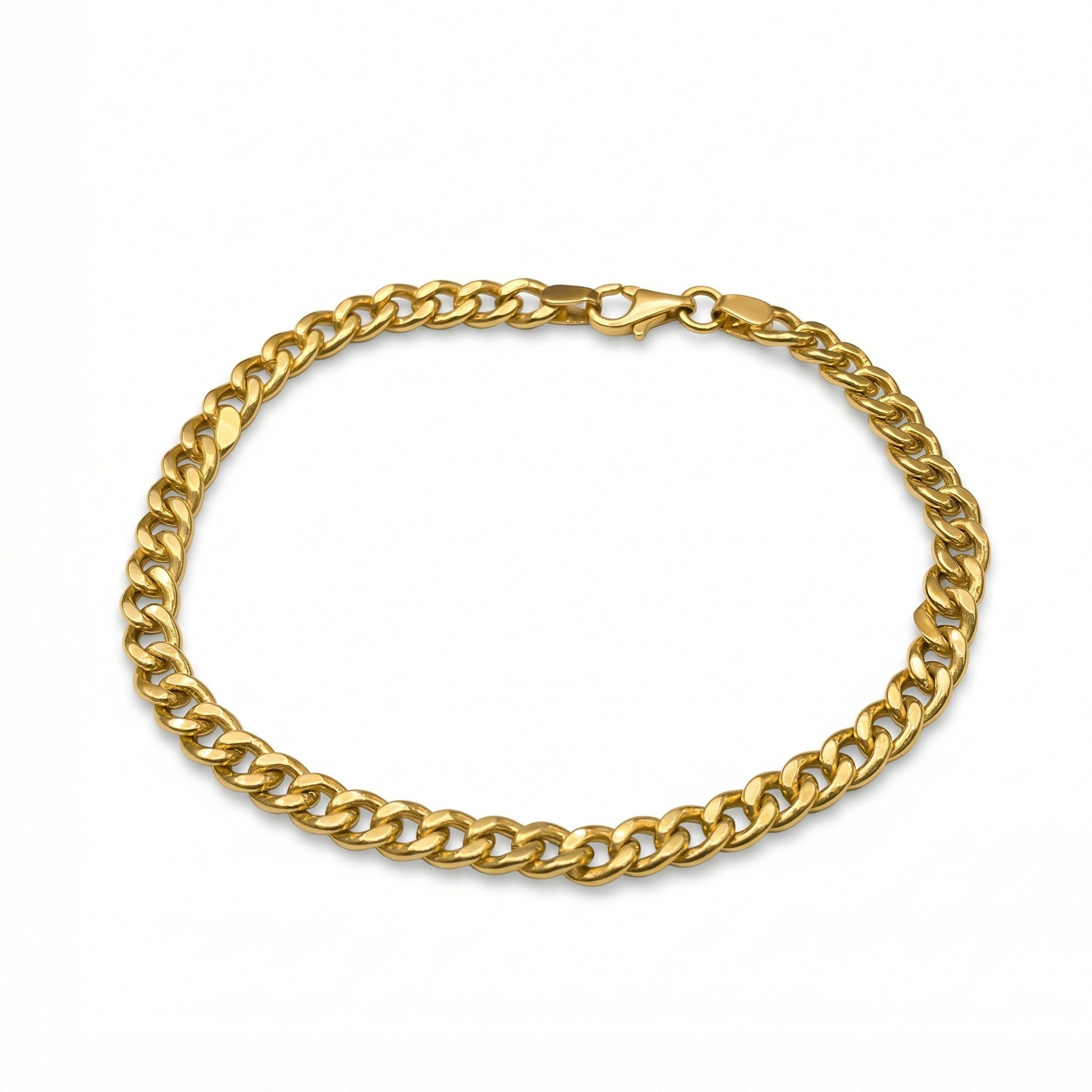 18k yellow gold curb chain bracelet by Wassef, featuring smooth-finish high-polish links, categorized as 18k yellow gold fine jewelry.