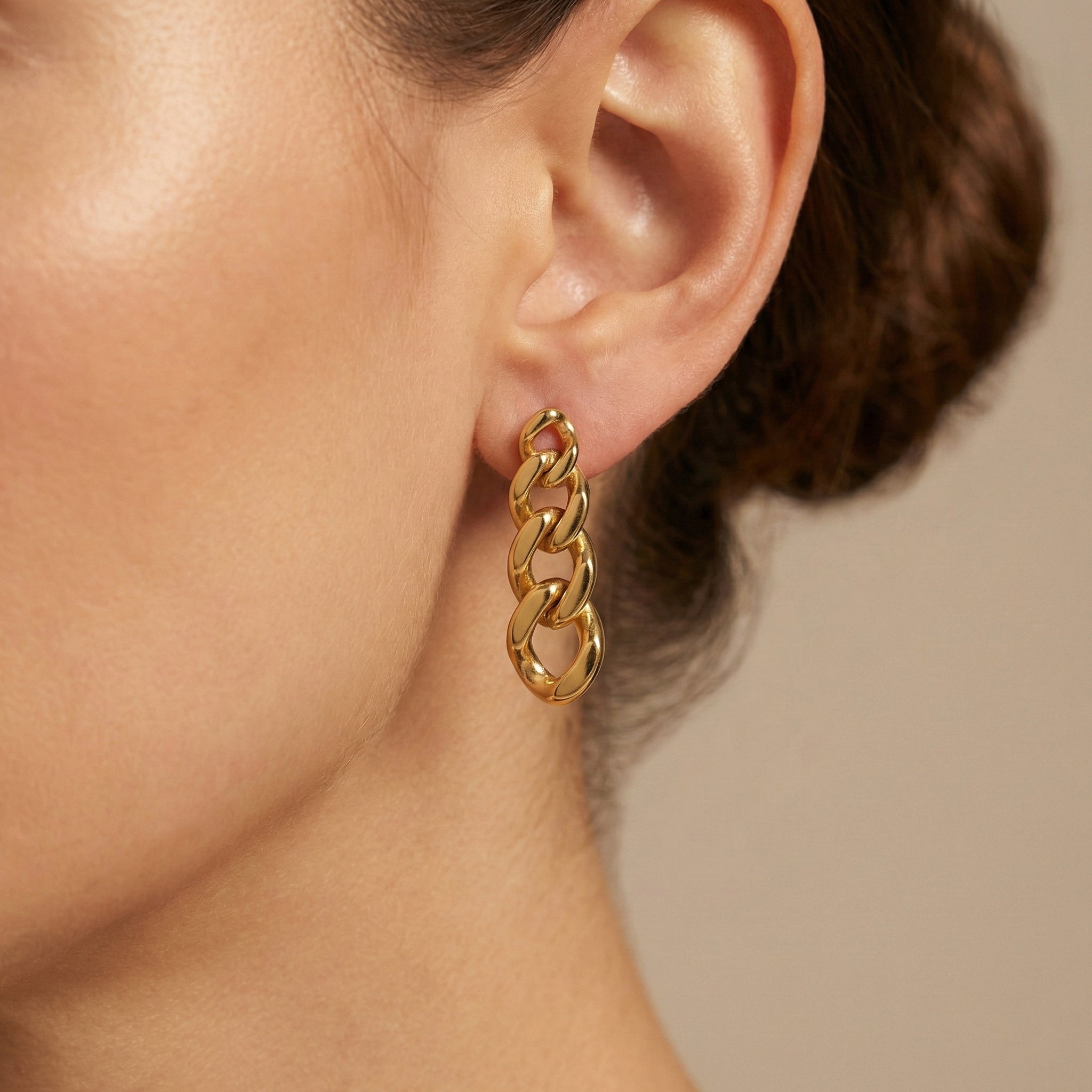 Chain Link Drops Studs 18K Yellow Gold