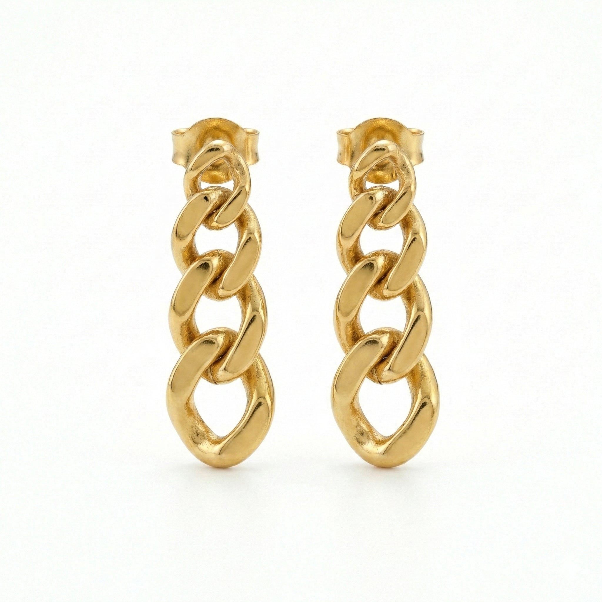 Chain Link Drops Studs 18K Yellow Gold
