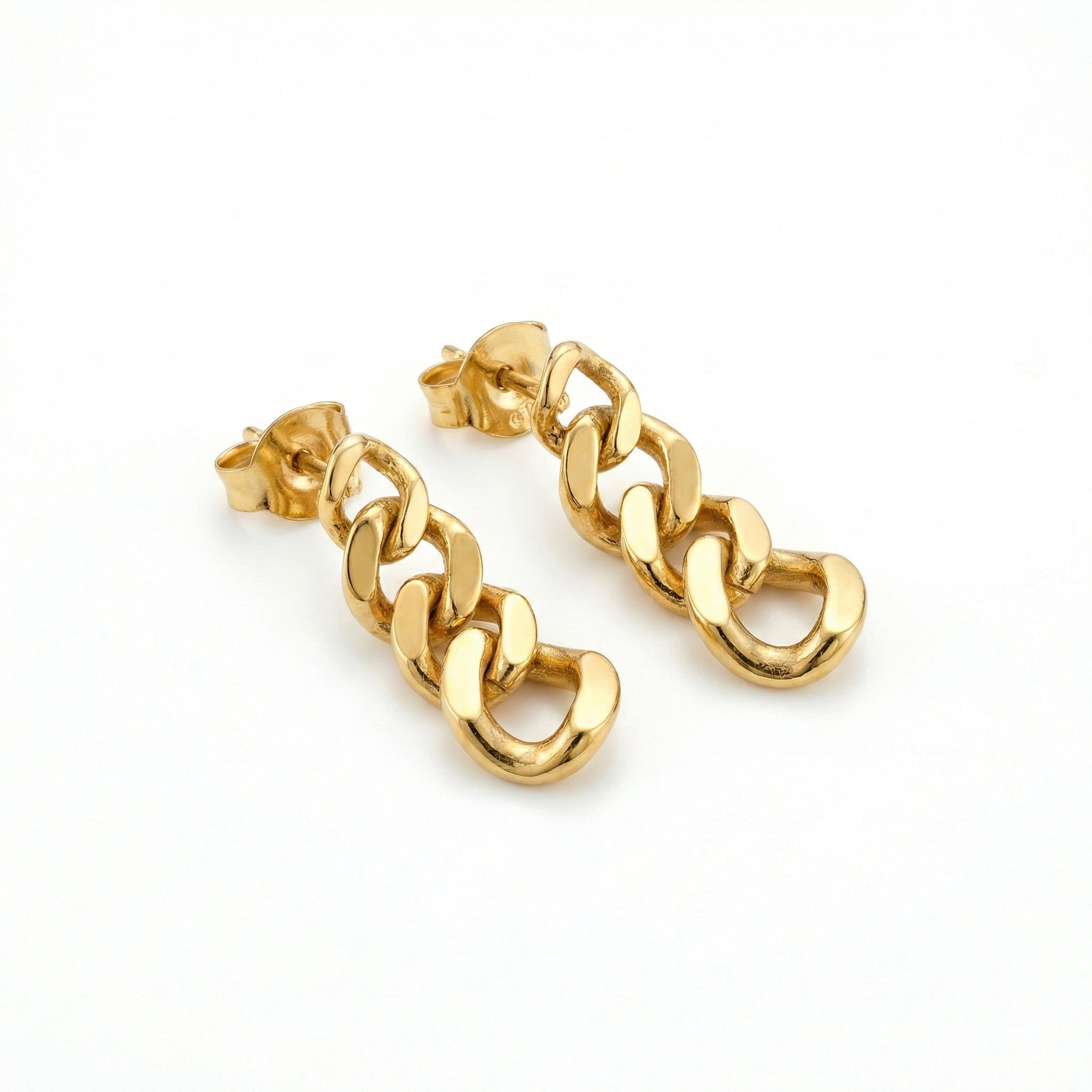 Chain Link Drops Studs 18K Yellow Gold