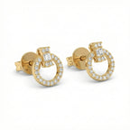 The Halo Baguette Zirconia Studs 18K Yellow Gold