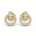 The Halo Baguette Zirconia Studs 18K Yellow Gold