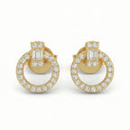 The Halo Baguette Zirconia Studs 18K Yellow Gold