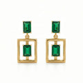 The Emerald Frame Drop Earrings 18K Yellow Gold
