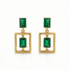 The Emerald Frame Drop Earrings 18K Yellow Gold