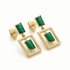 The Emerald Frame Drop Earrings 18K Yellow Gold