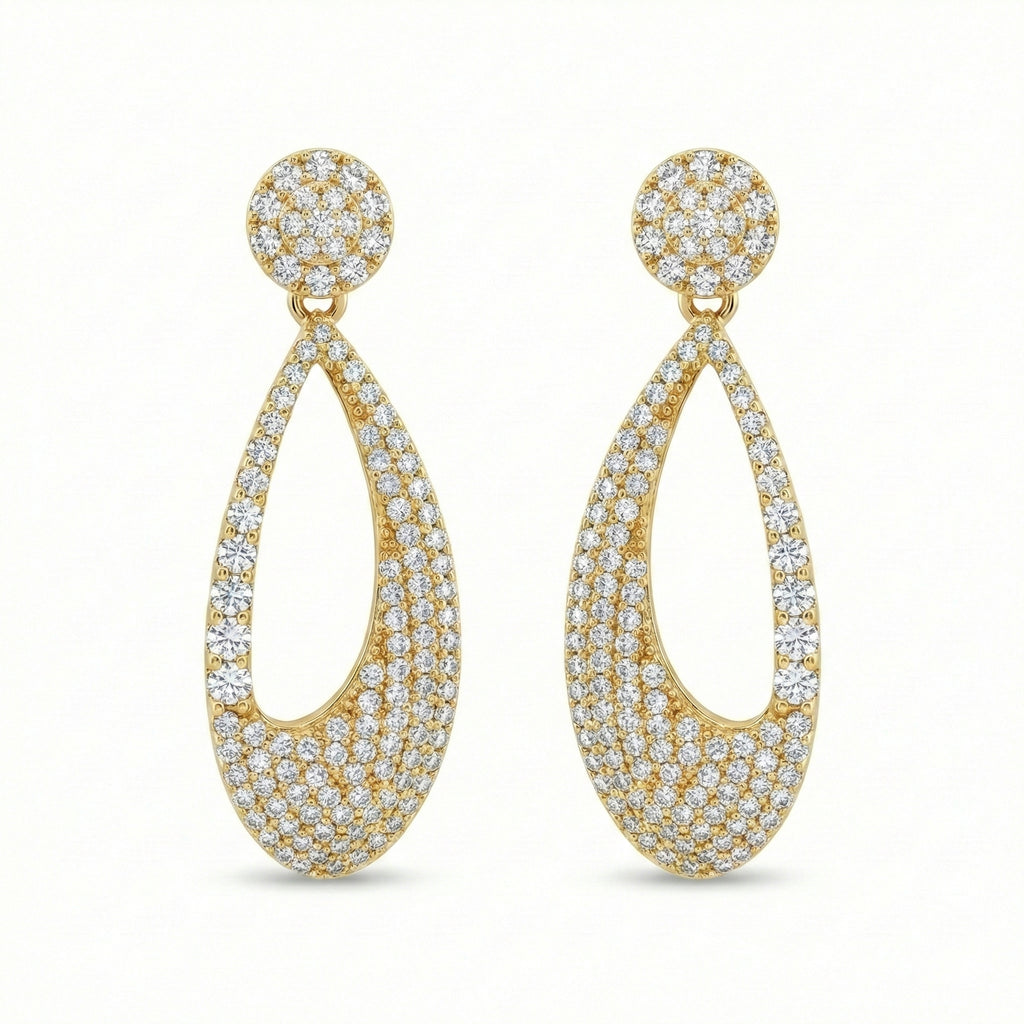 The Brilliant Pave Teardrop Drops 18K Yellow Gold