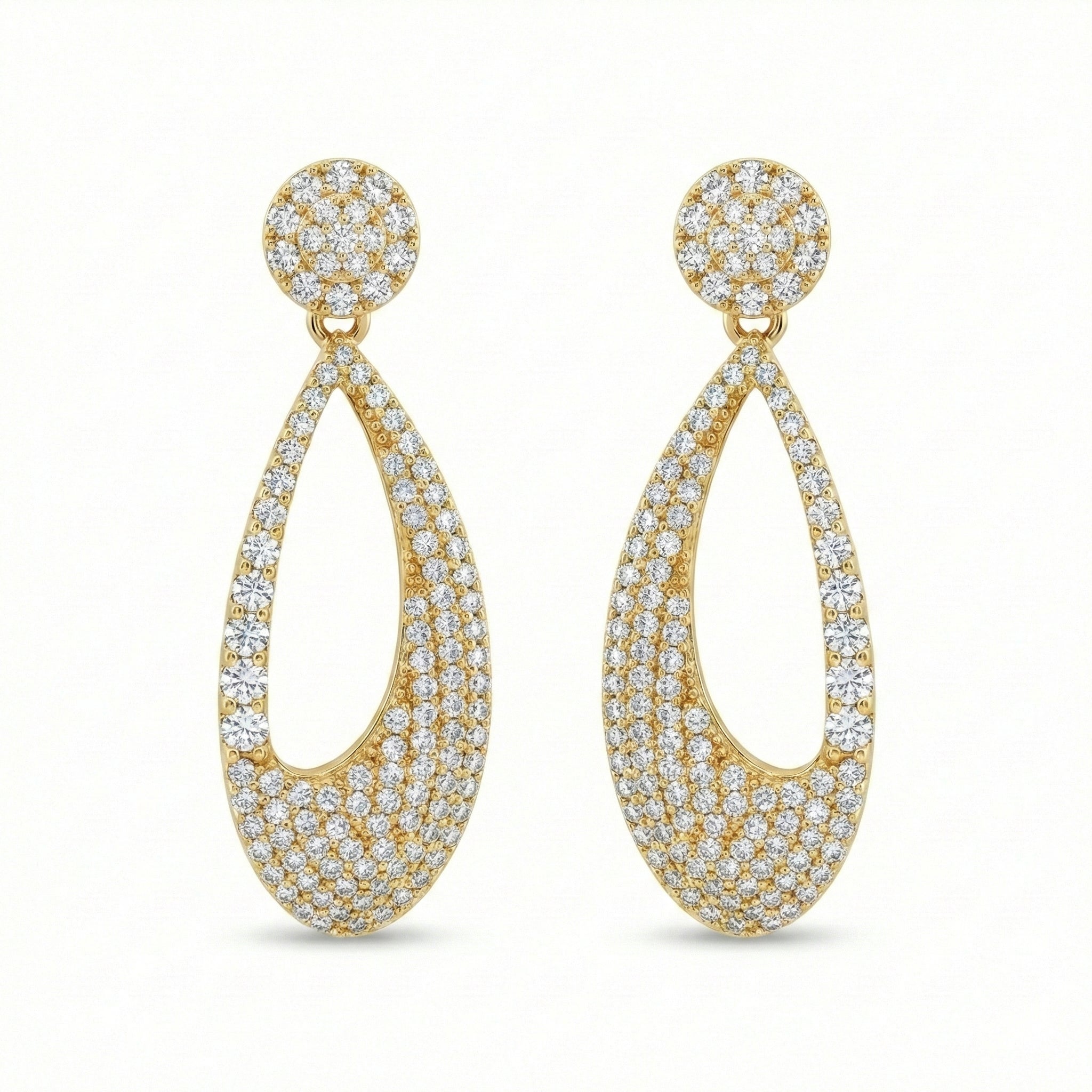 The Brilliant Pave Teardrop Drops 18K Yellow Gold