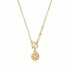 The Crystal Screw-Motif Toggle Necklace 18K Yellow Gold
