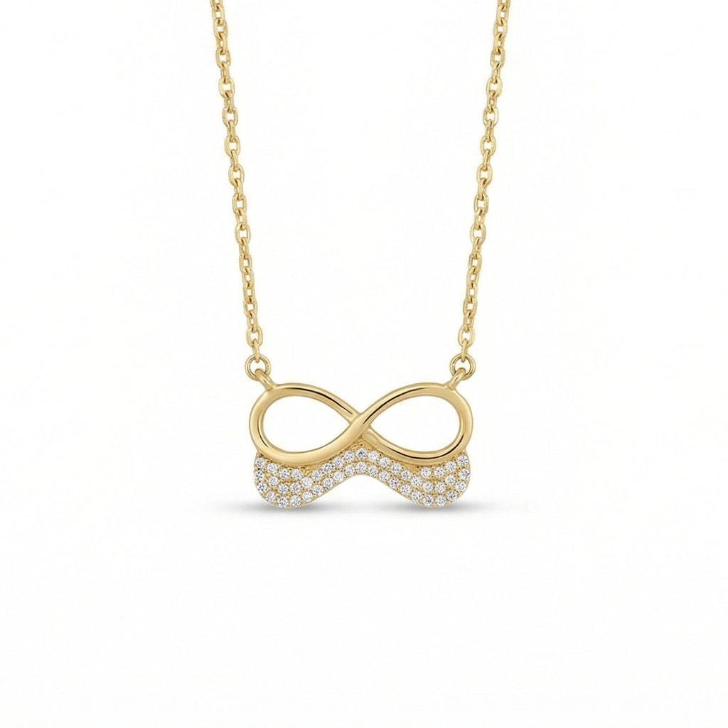 The Eternal Promise: Gold & Pave Infinity Necklace 18K Yellow Gold