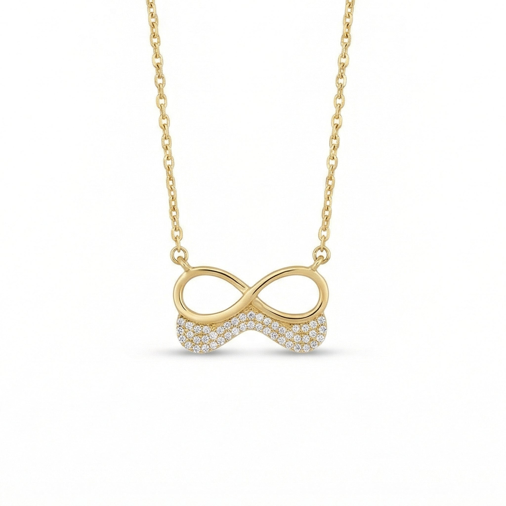 The Eternal Promise: Gold & Pave Infinity Necklace 18K Yellow Gold