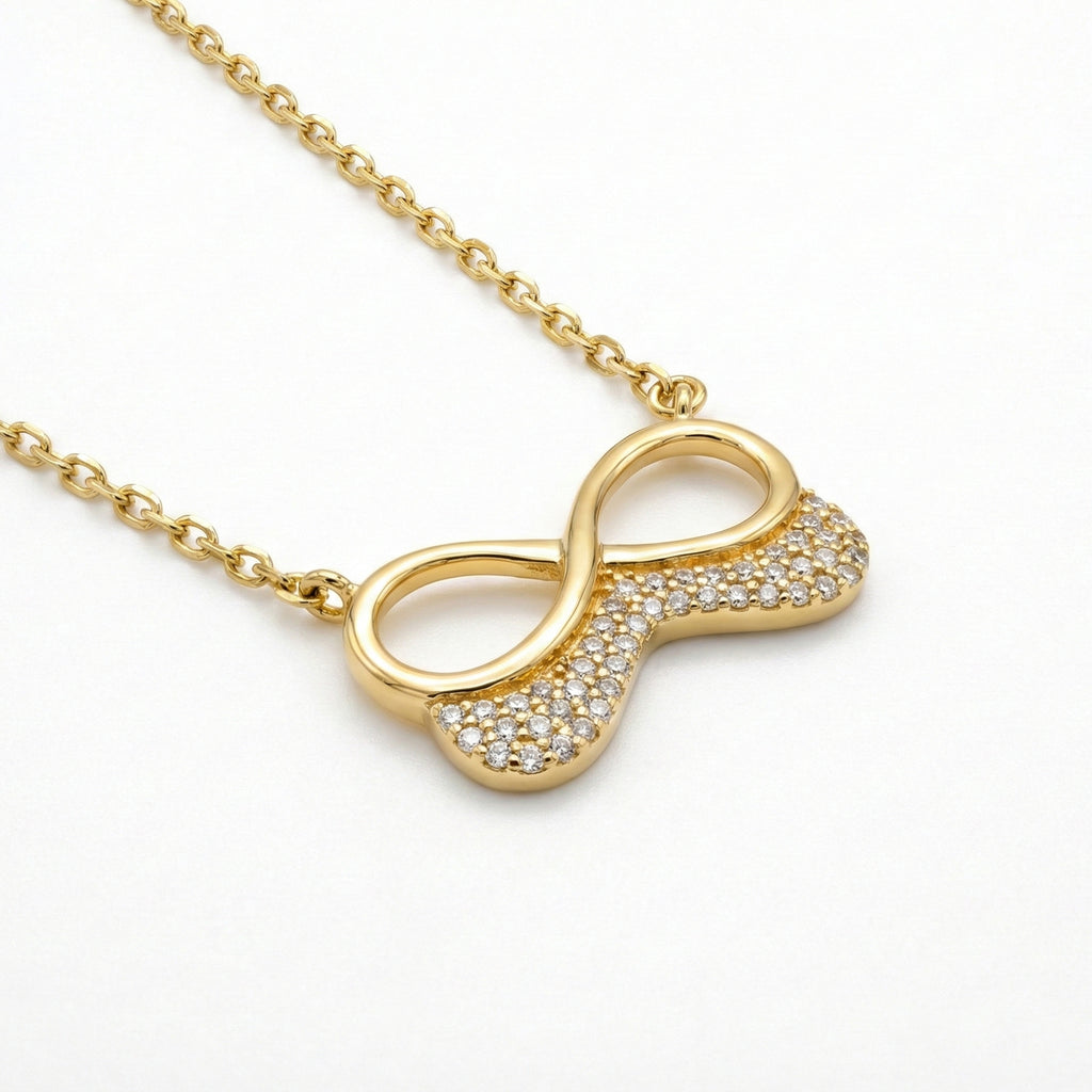 The Eternal Promise: Gold & Pave Infinity Necklace 18K Yellow Gold