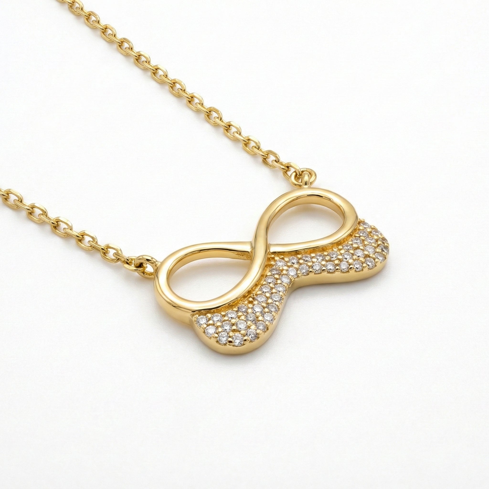 The Eternal Promise: Gold & Pave Infinity Necklace 18K Yellow Gold