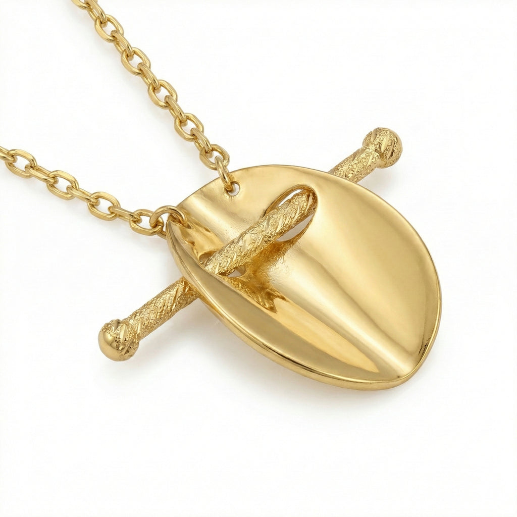 The Sculptural Gold Shield Pendant 18K Yellow Gold