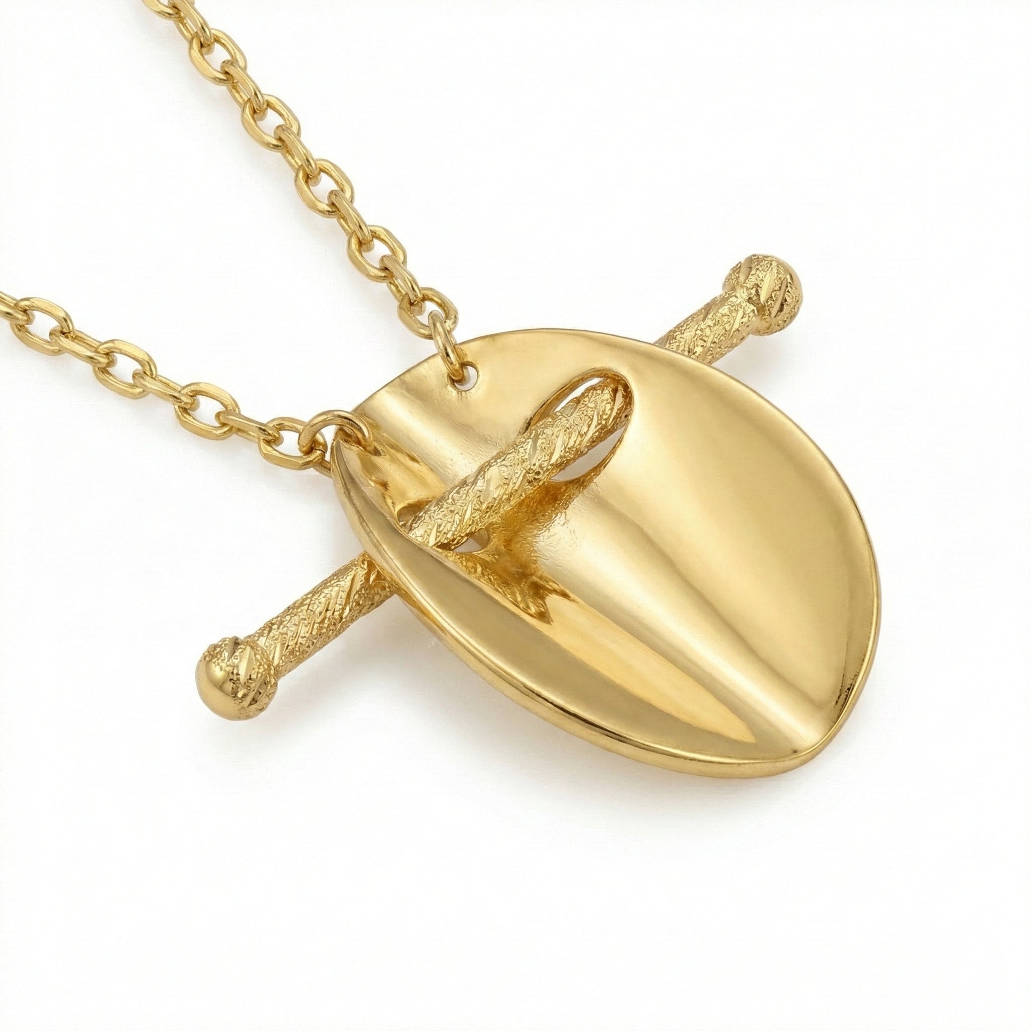 The Sculptural Gold Shield Pendant 18K Yellow Gold