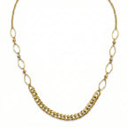 Gold chain necklace with a white background