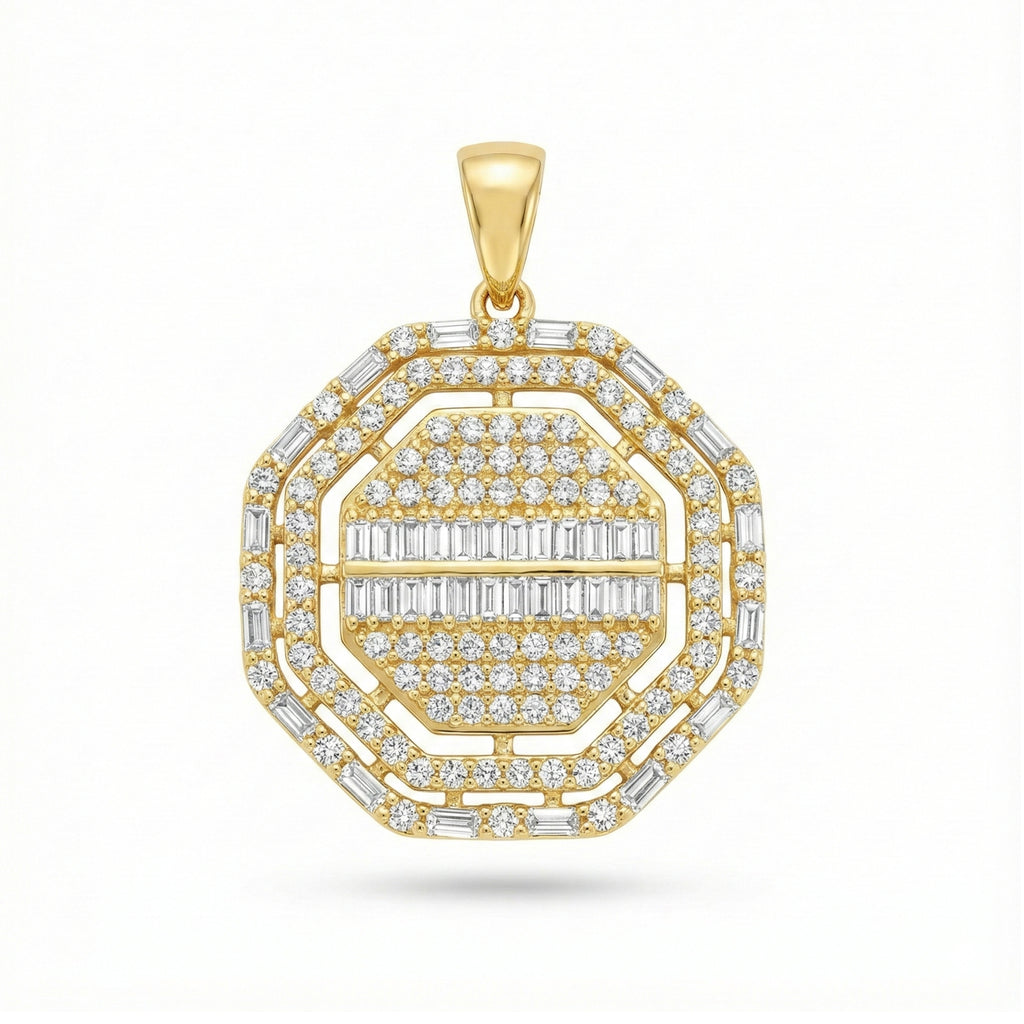 Radiant Octagon Pendant in 18K Yellow Gold