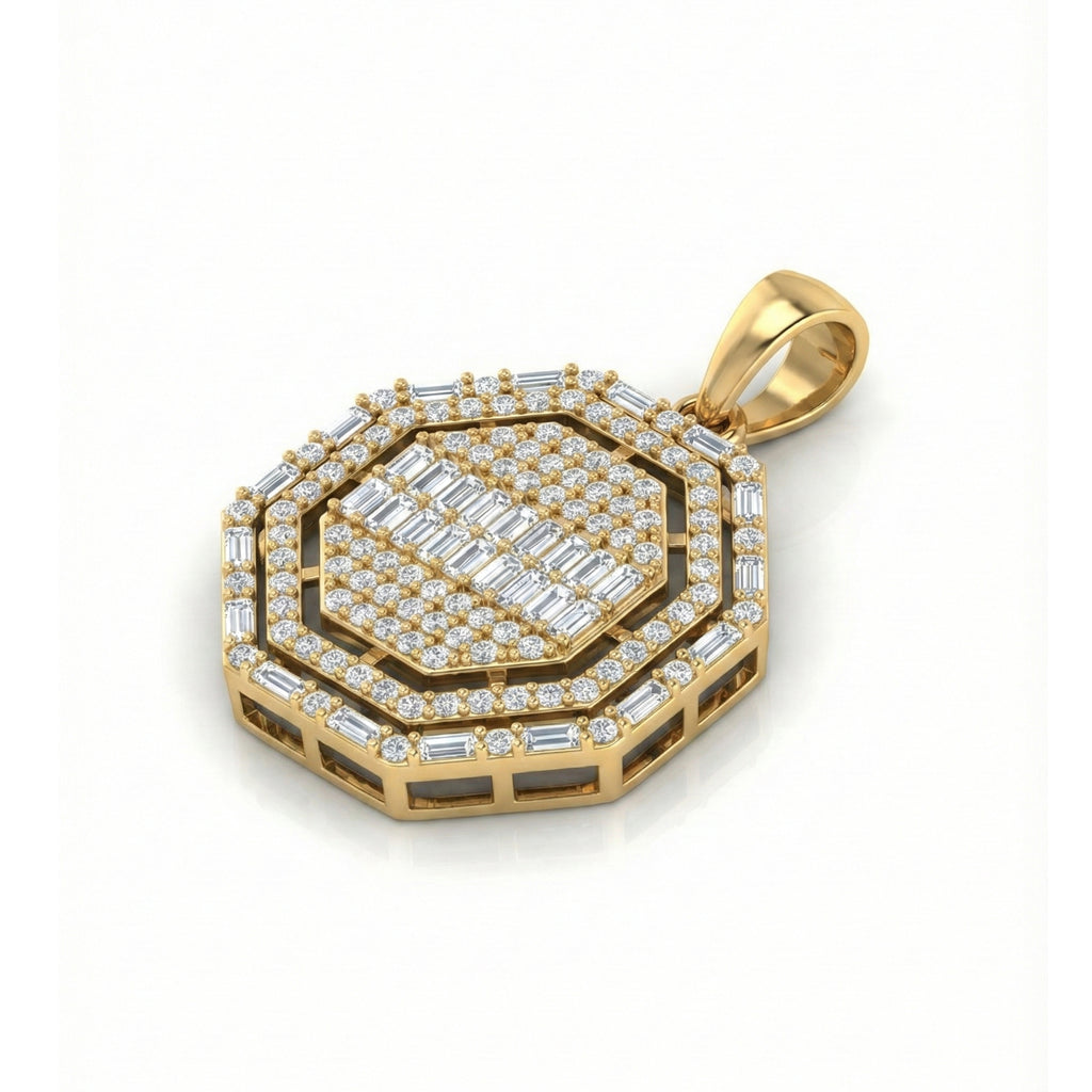 Radiant Octagon Pendant in 18K Yellow Gold