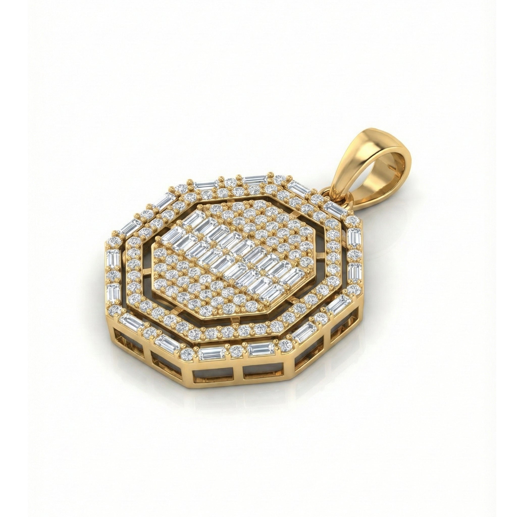 Radiant Octagon Pendant in 18K Yellow Gold