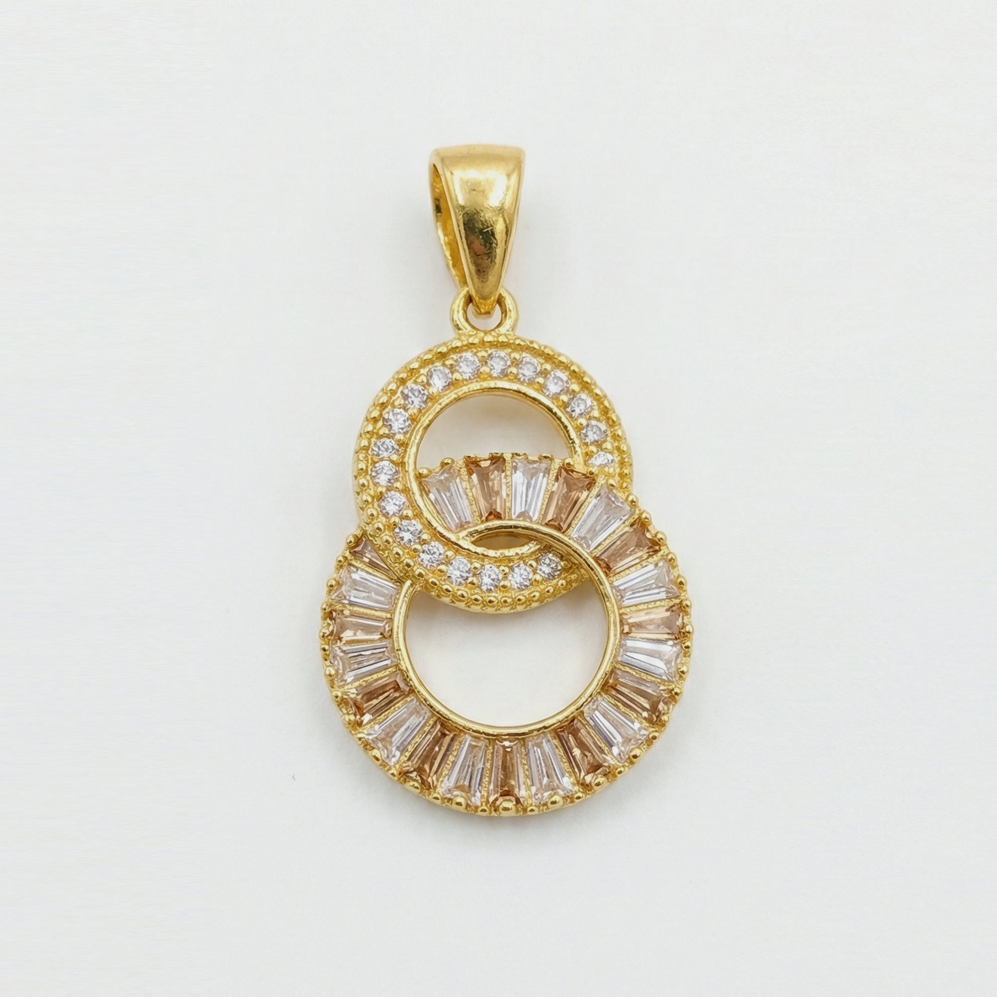 Eternal Bond Pendant in 18K Yellow Gold with Champagne and White Baguette Stones