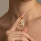 Eternal Bond Pendant in 18K Yellow Gold with Champagne and White Baguette Stones