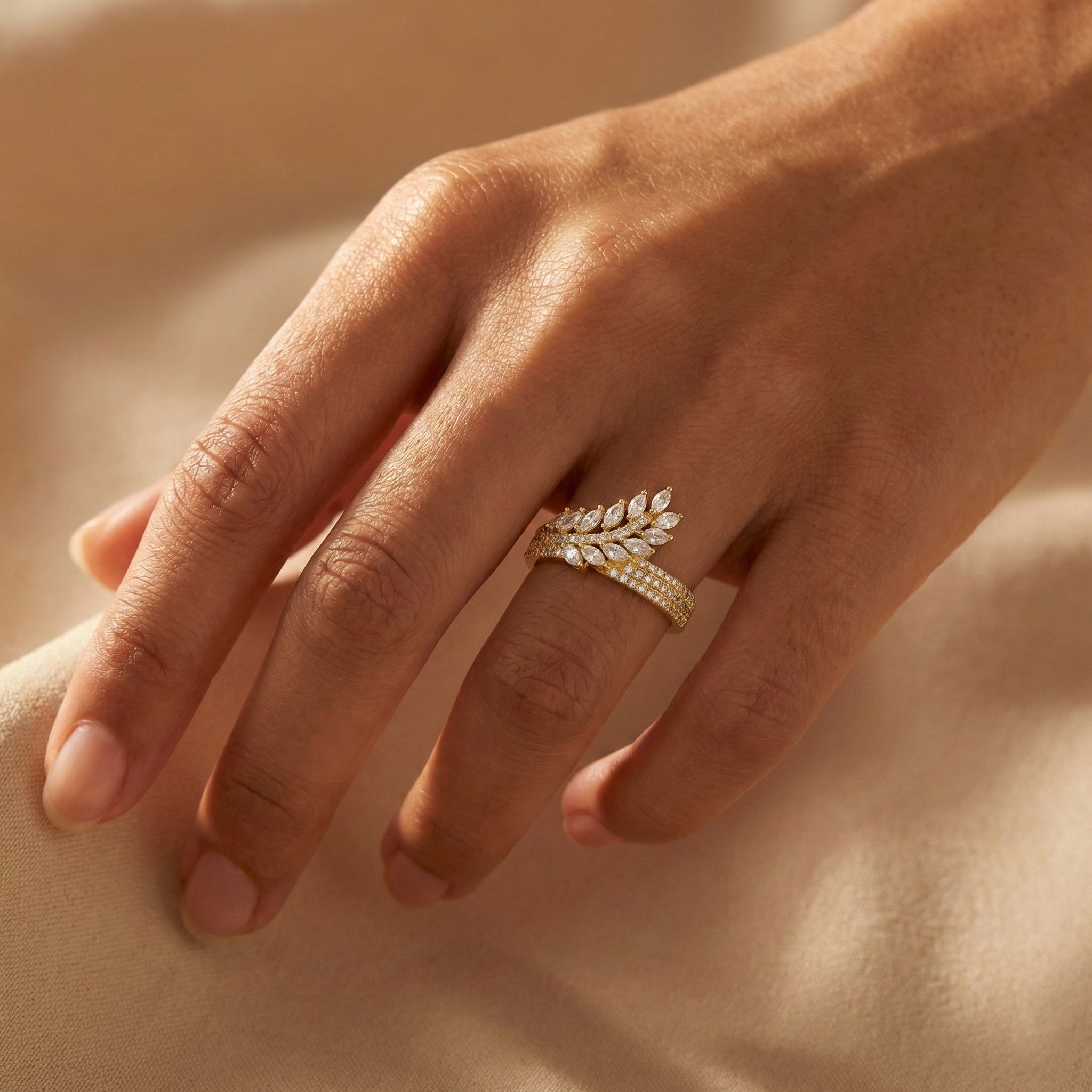 Radiant Leaf Wrap Ring 18K Yellow Gold