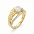 Radiant Emerald-Cut Split Shank Ring in Fluted 18K Yellow Gold