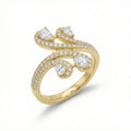 Pear and Pave Crossover Ring 18K Yellow Gold