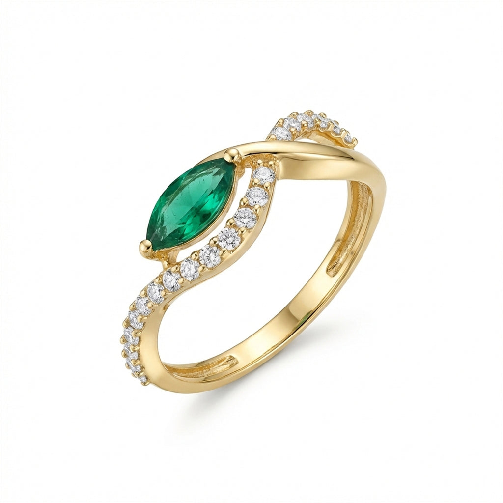 Eternal Green Promise Ring 18K Yellow Gold