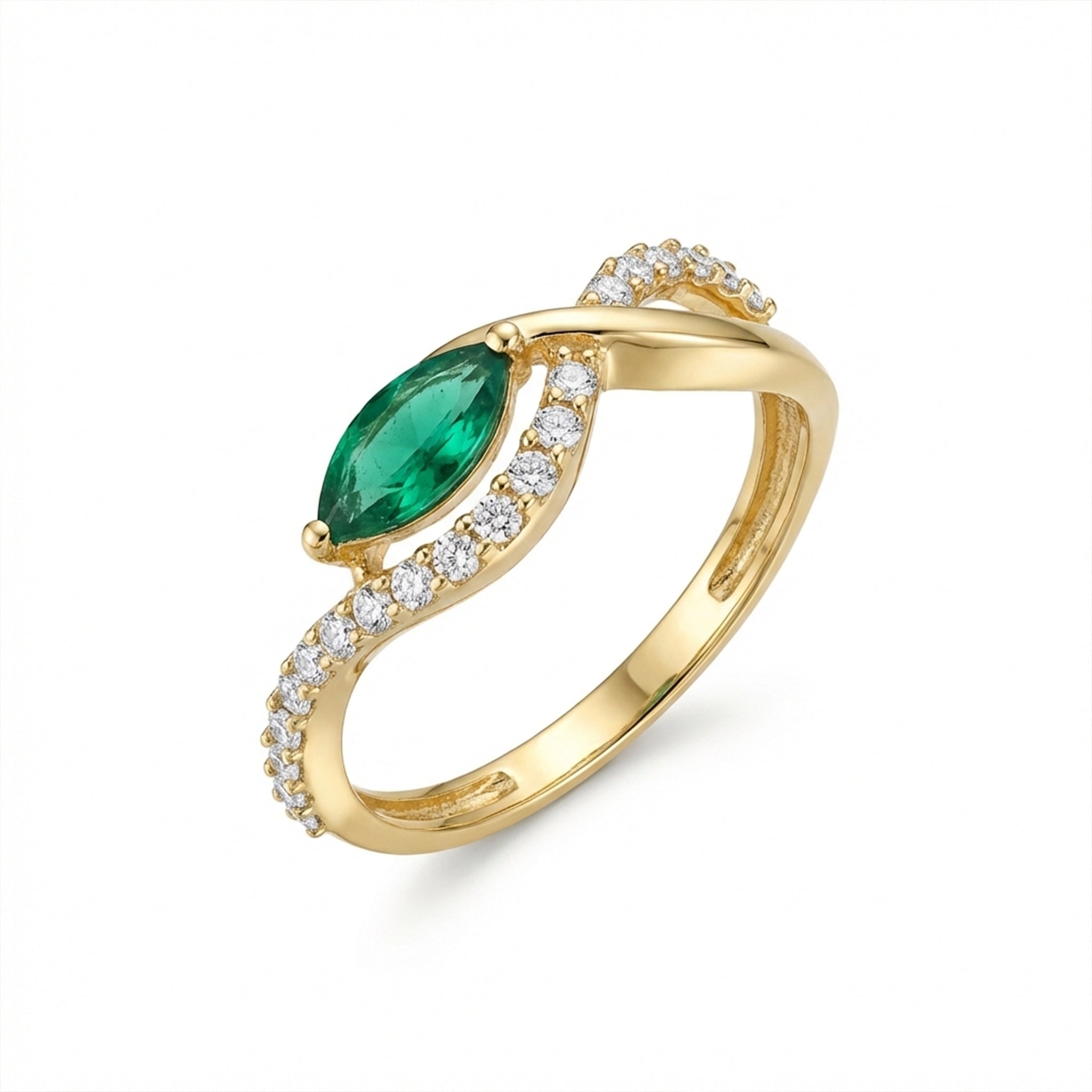 Eternal Green Promise Ring 18K Yellow Gold