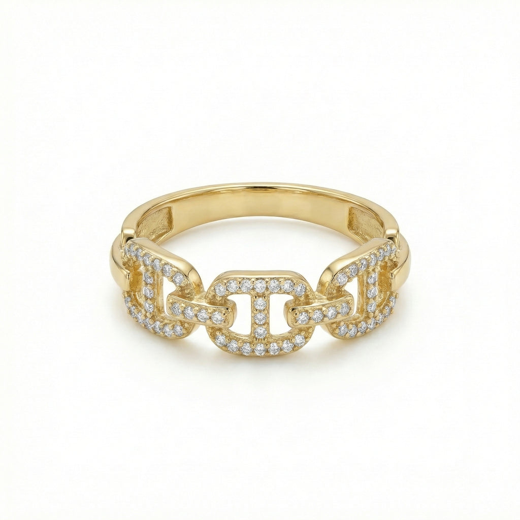 خاتم بافيه مارينر لينك من الذهب الأصفر عيار 18