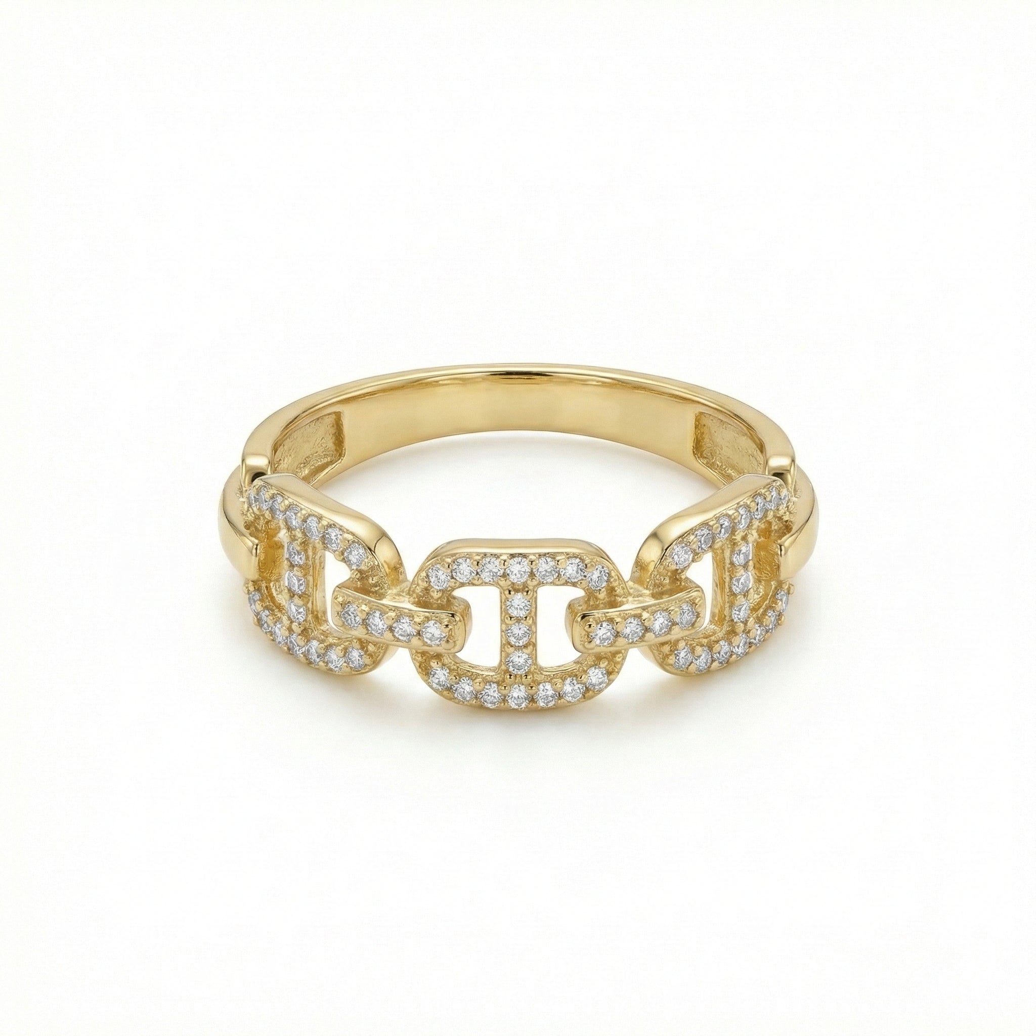 خاتم بافيه مارينر لينك من الذهب الأصفر عيار 18