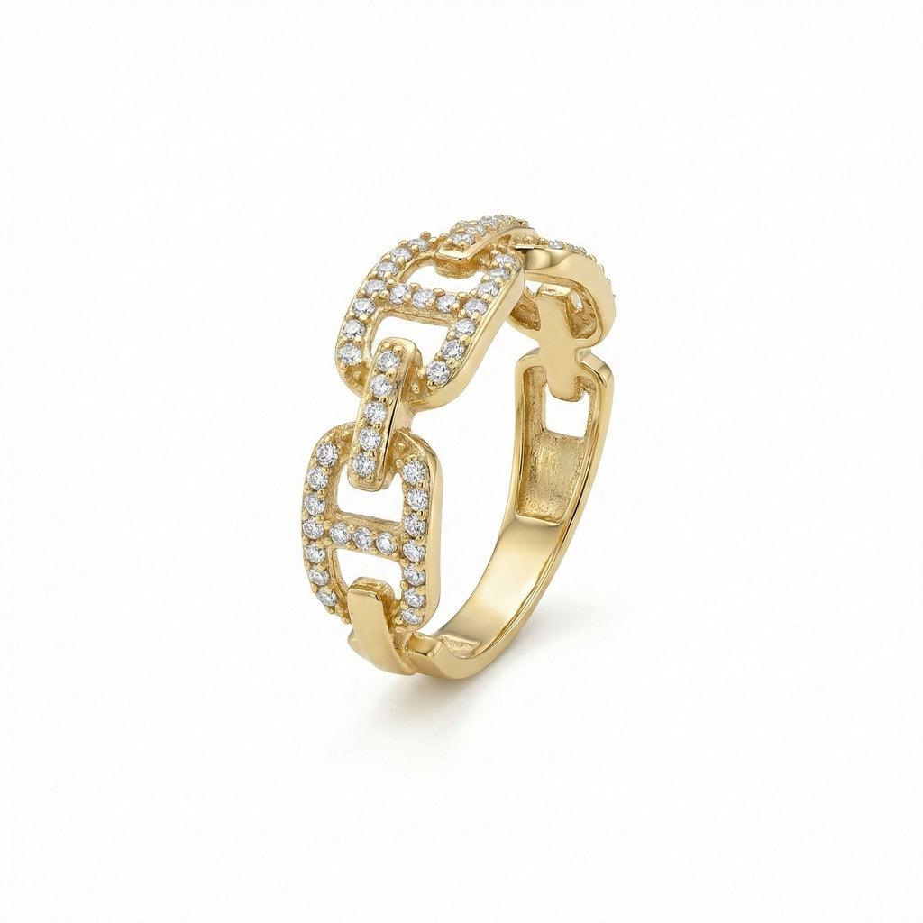 خاتم بافيه مارينر لينك من الذهب الأصفر عيار 18