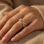 خاتم بافيه مارينر لينك من الذهب الأصفر عيار 18