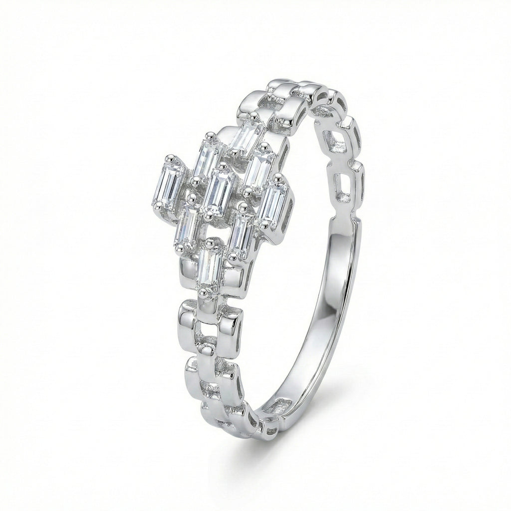 خاتم سلسلة باغيت المتلألئ من الذهب الأبيض عيار 18