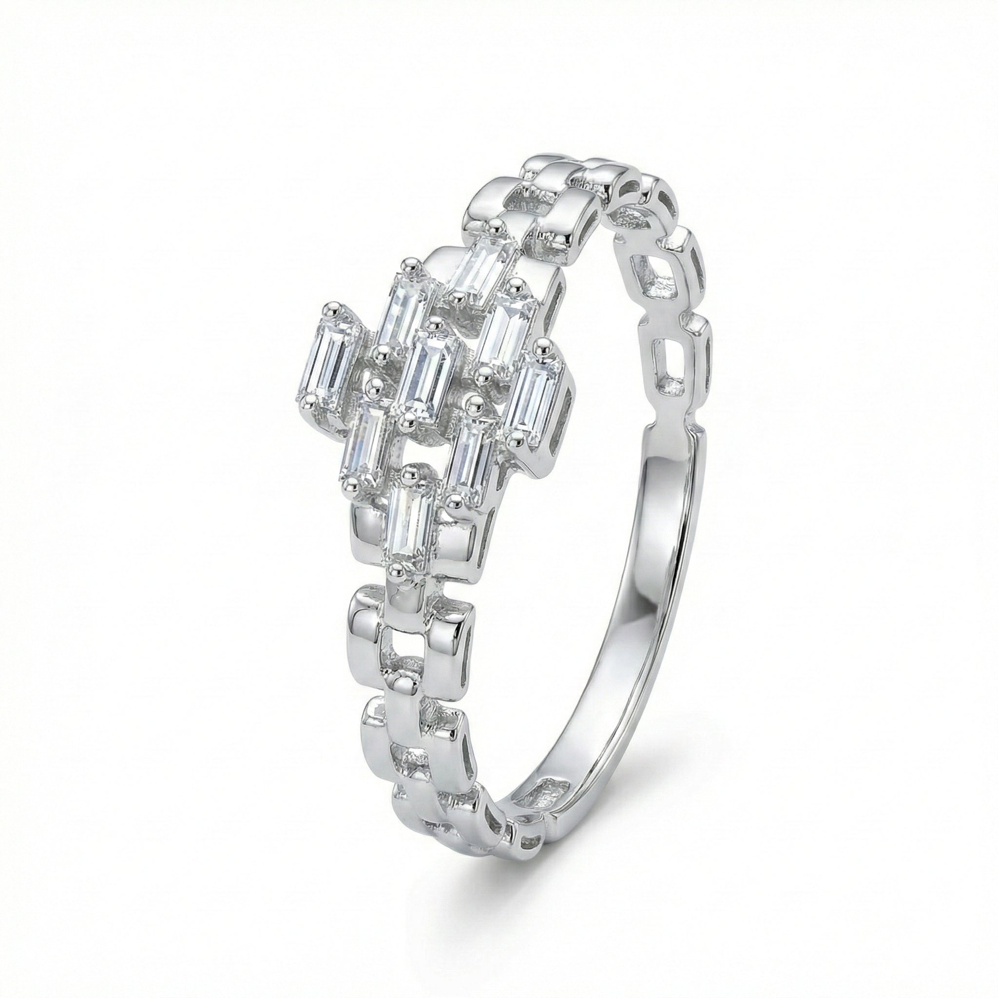 خاتم سلسلة باغيت المتلألئ من الذهب الأبيض عيار 18