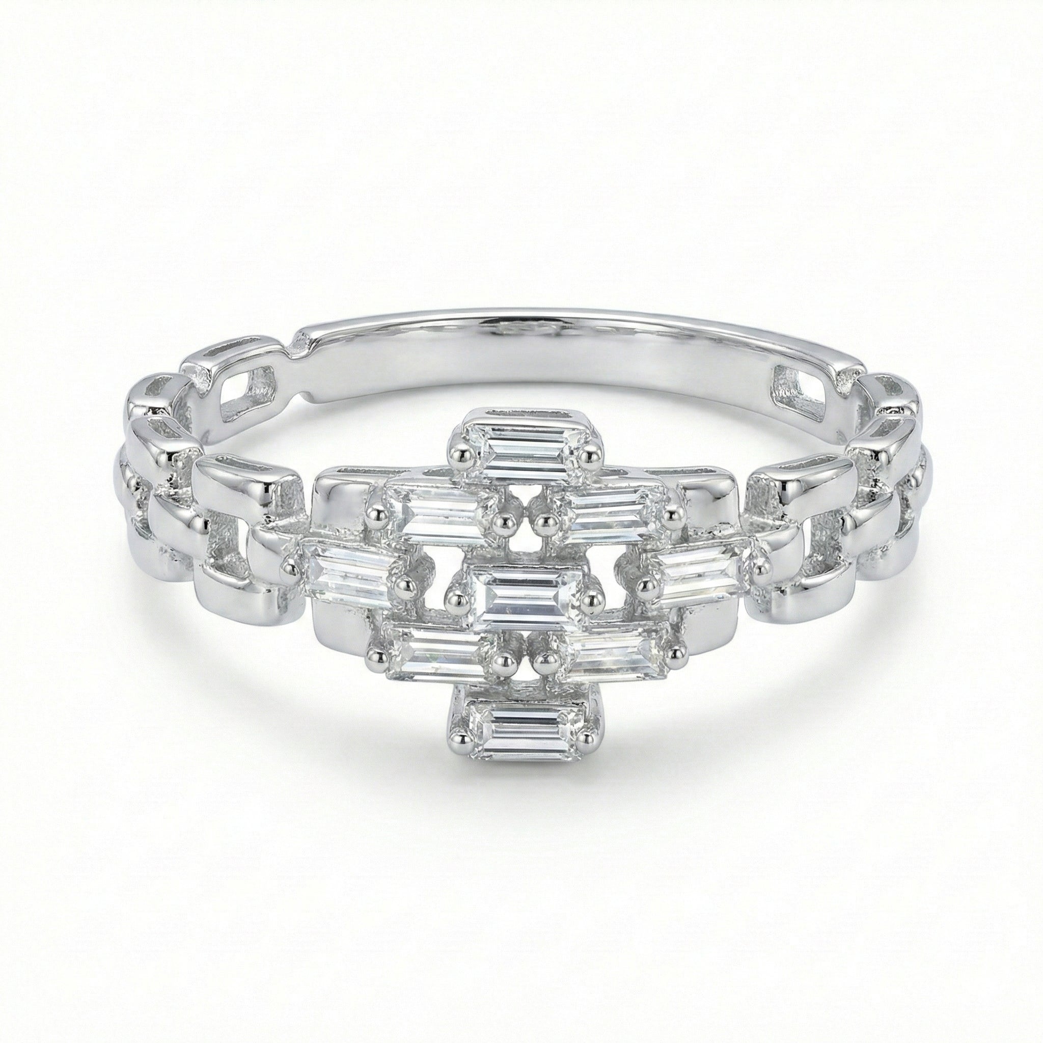 خاتم سلسلة باغيت المتلألئ من الذهب الأبيض عيار 18