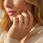 خاتم "فيردانت بريليانس" الذهبي عيار 18 من الذهب الأصفر بتصميم إسورة مقسوم