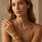 طقم "أزور بافيه" و "ووفن جولد" من الذهب الأصفر عيار 18