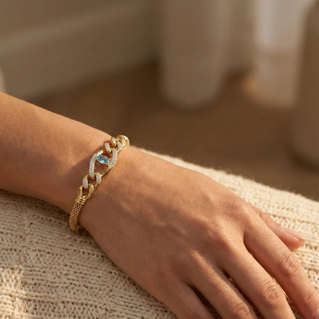 The Azure Pave & Woven Gold Set 18K Yellow Gold
